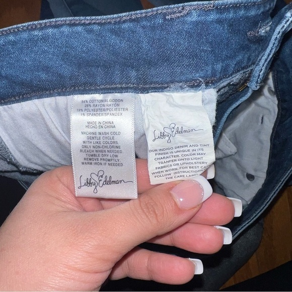 Libby Edelman Blue Two-Tone Cropped Frayed Hem Jeans Size 16 - Picture 6 of 9